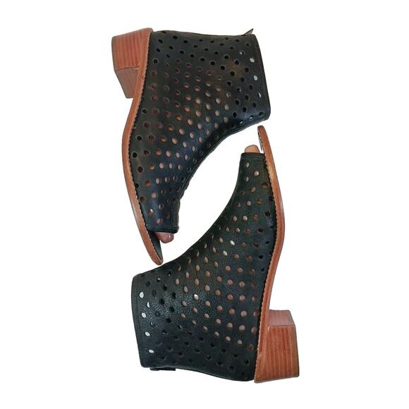 Loeffler Randall Ione Booties Perforated Open Toe Women's Size 10 Black Leather - Picture 5 of 10